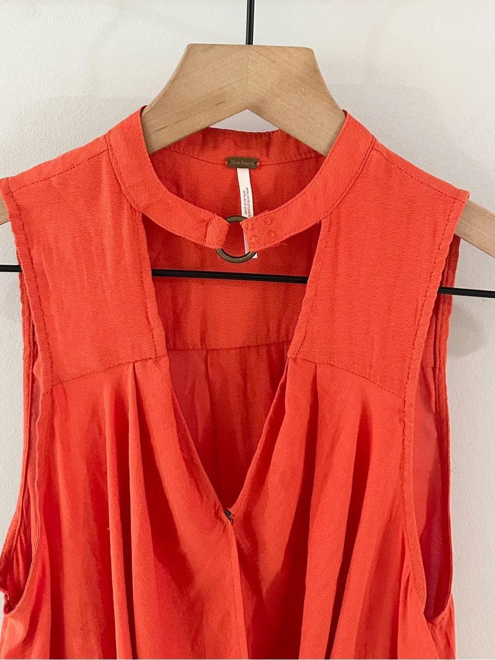 Free People Oh So Fine Choker Faux Wrap Sleeveless Top // Orange // XS